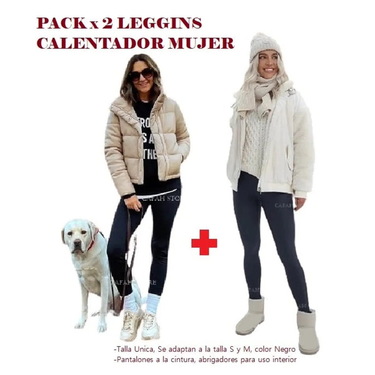 OEM - PACK 2 LEGGINS CALENTADOR MUJER FORRO MICROPOLAR VIAJE MINA