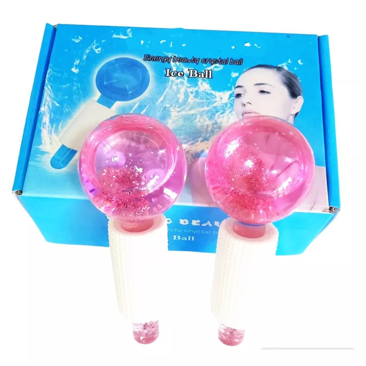 GENERICO - Rodillo Masajeador Facial Esferas Frias Vidrio Ice Globes