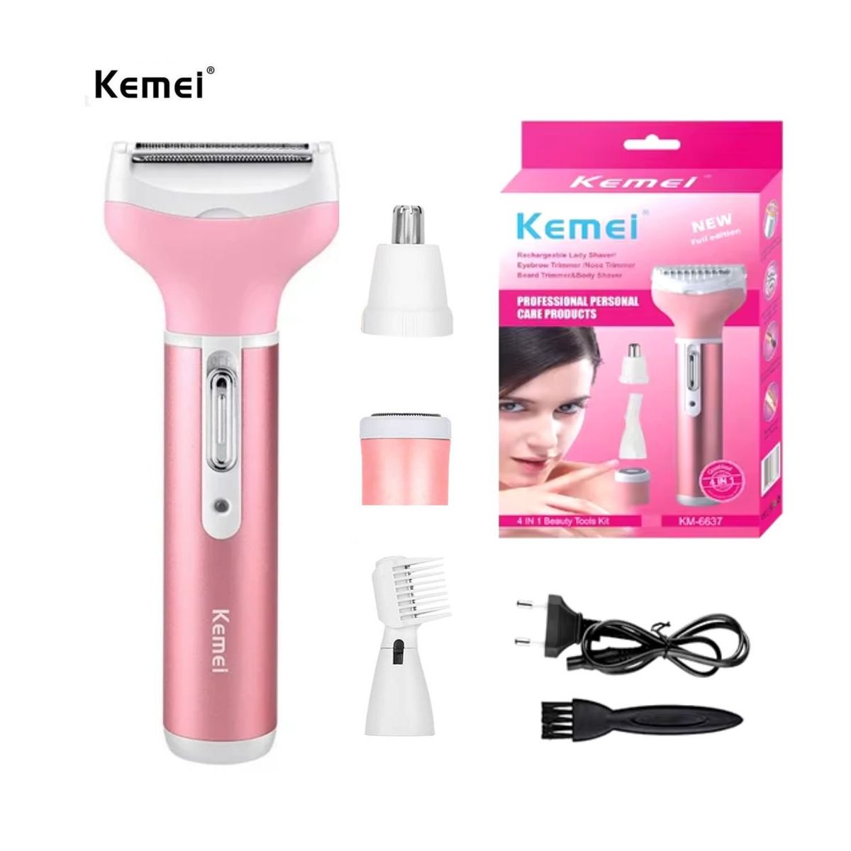 KEMEI - Depiladora Eléctrica Recargable  4en1 para Mujer