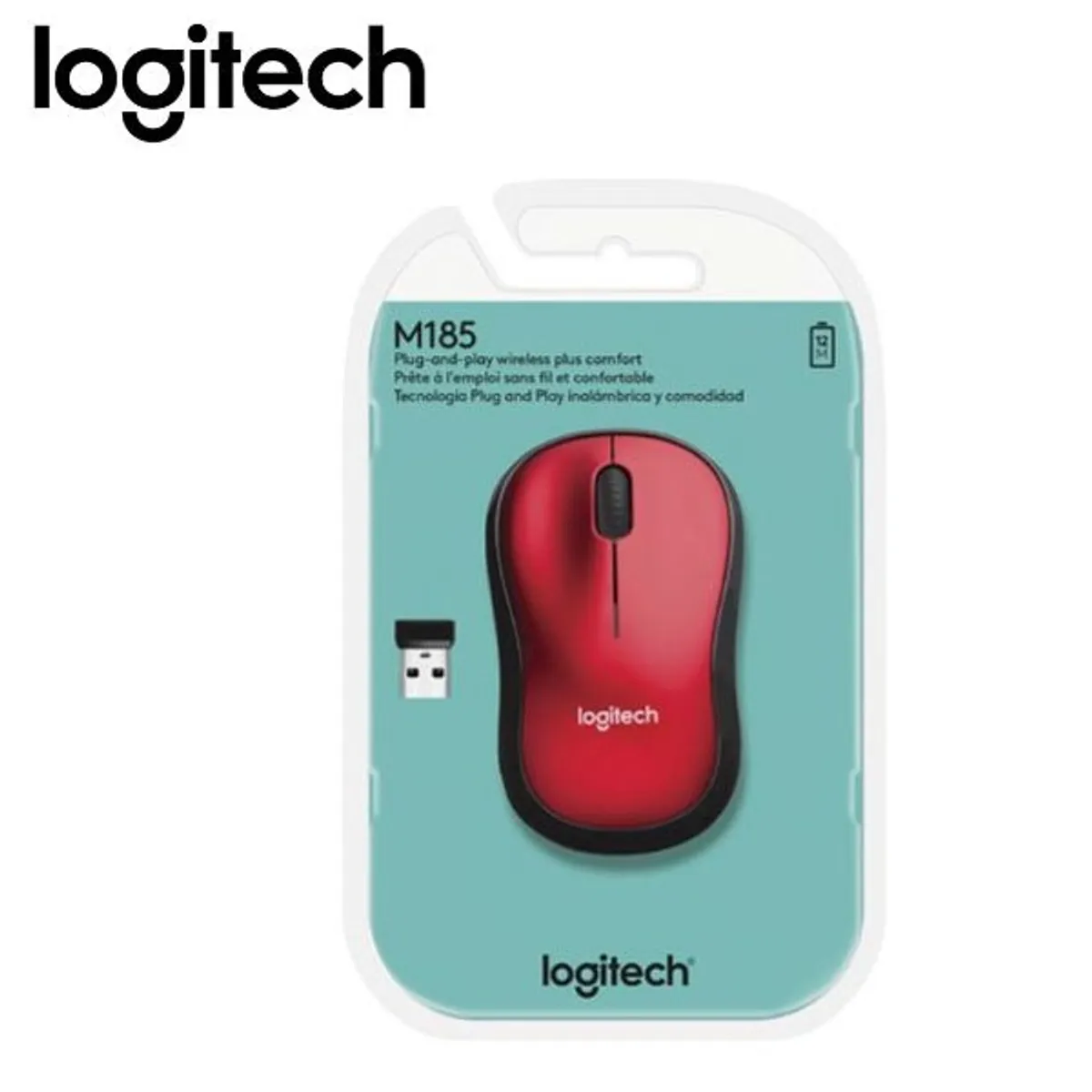 LOGITECH - Mause inalambrico logitech M185 Rojo