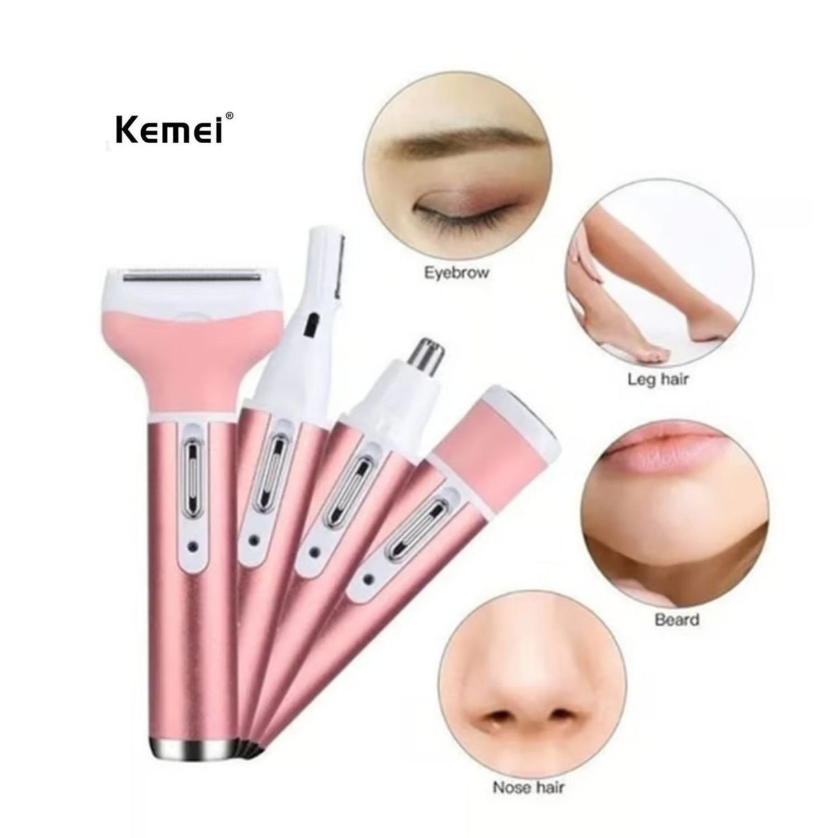 KEMEI - Depiladora Eléctrica Multifunción Recargable  4en1 para Mujer