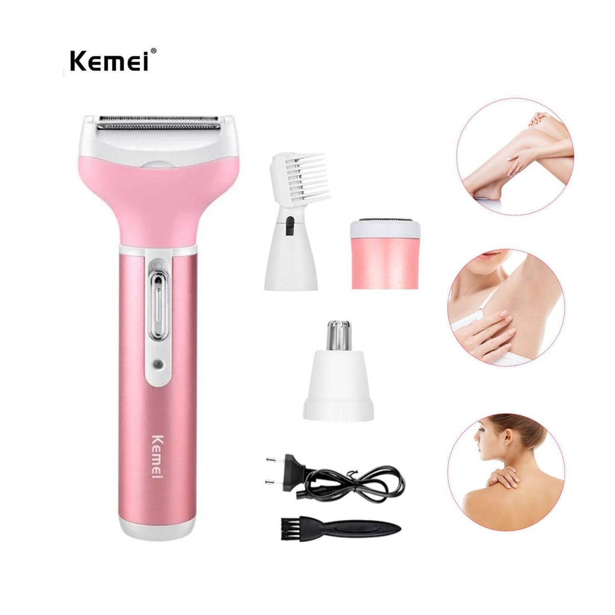 KEMEI - Depiladora Eléctrica Recargable  4en1 para Mujer