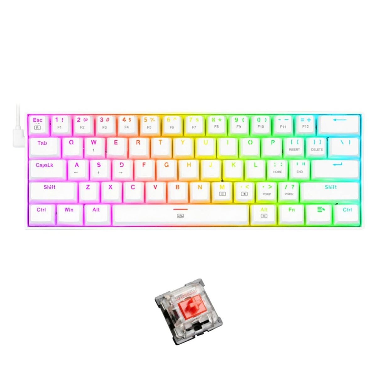 REDRAGON - Teclado Mecánico K630WRGB-RD DRAGONBORN Blanco Switch red