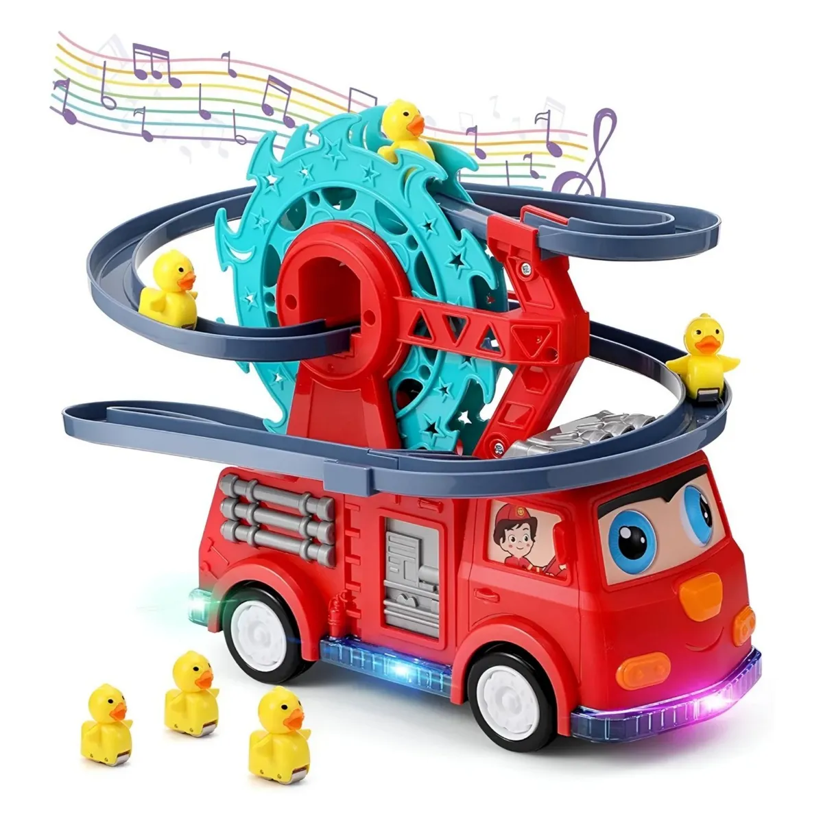 GENERICO - Carro bombero con via deslizante luces y musical