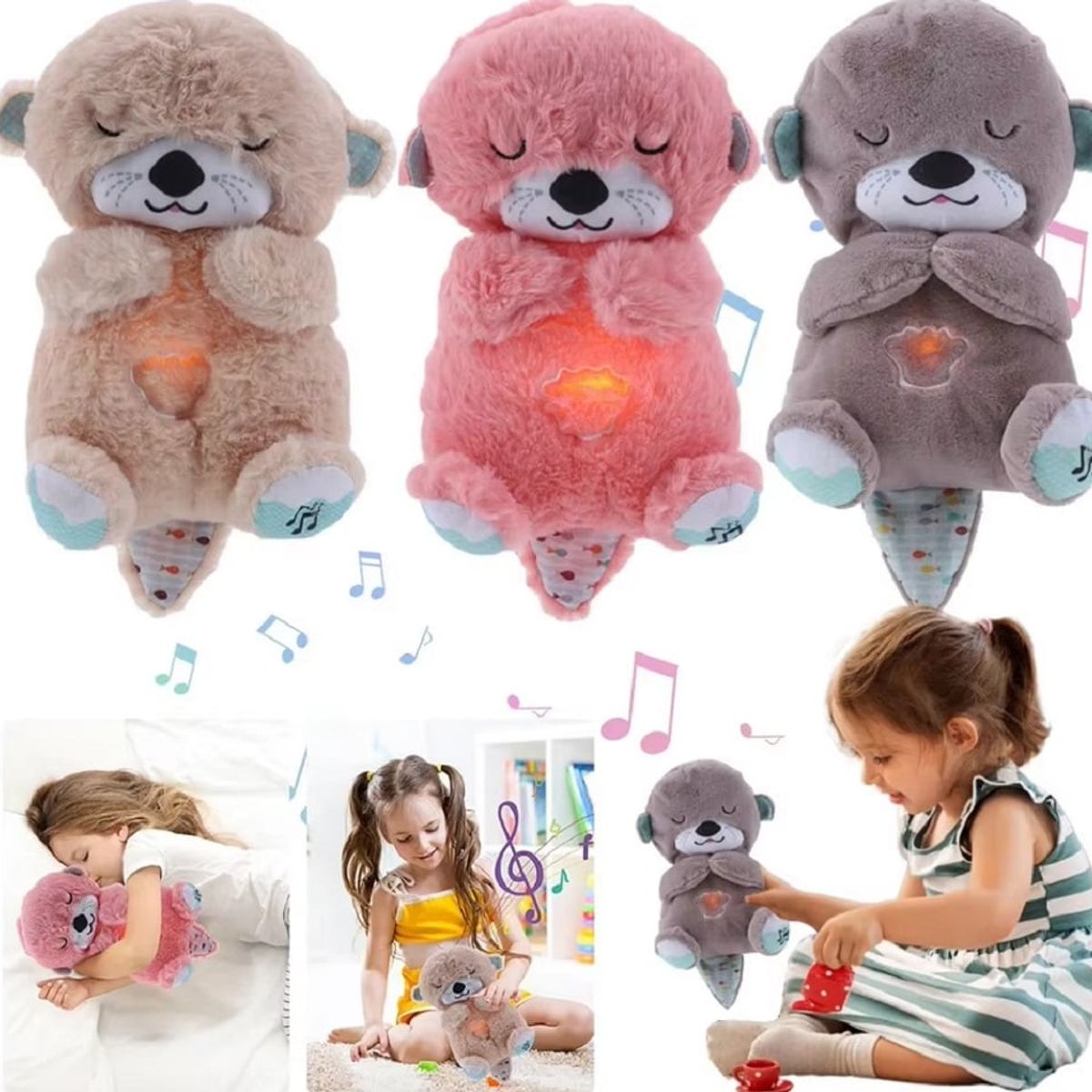 GENERICO - PELUCHE  QUE RESPIRA CON MUSICA RELAJANTE PARA NIÑO ROSADO