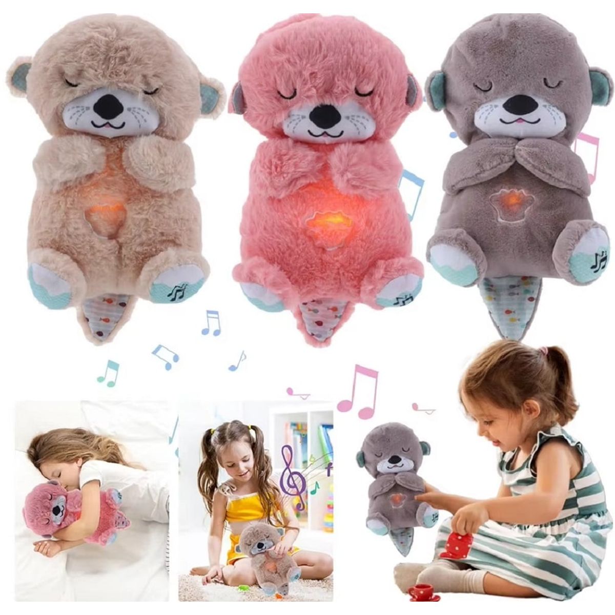 GENERICO - PELUCHE  QUE RESPIRA CON MUSICA RELAJANTE PARA NIÑO ROSADO