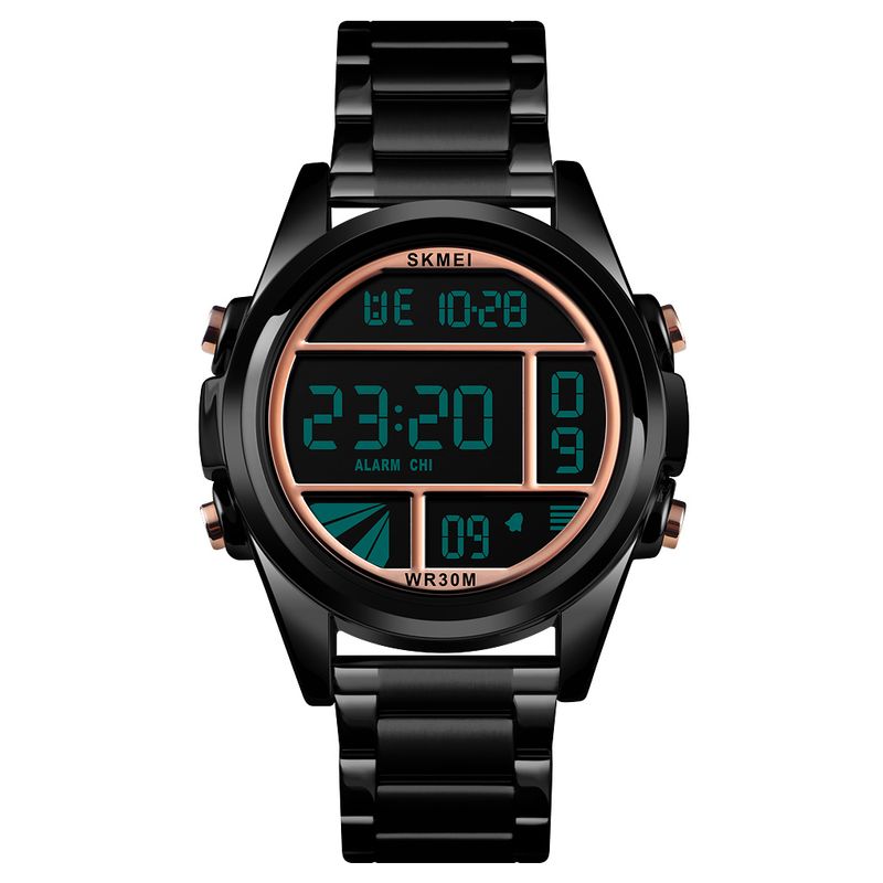SKMEI - Reloj Skmei 1448 NEGRO detalles Oro Rosa Digital Acero_.