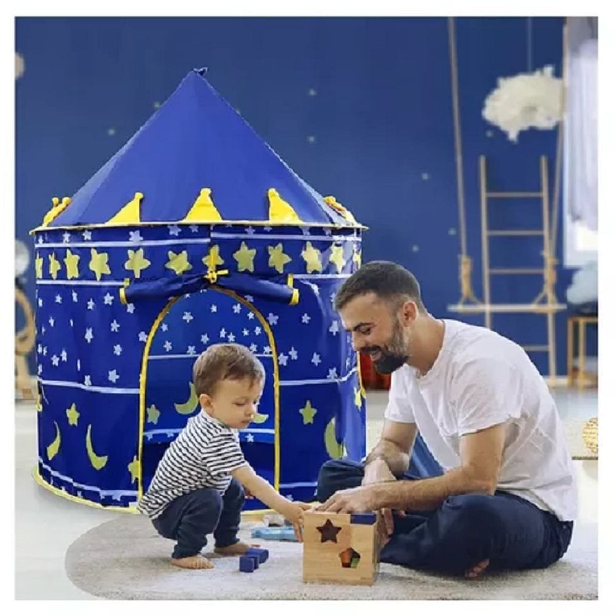 GENERICO - CARPA CASTILLO CASA DE JUEGOS PARA NIÑAS Y NIÑOS -AZUL