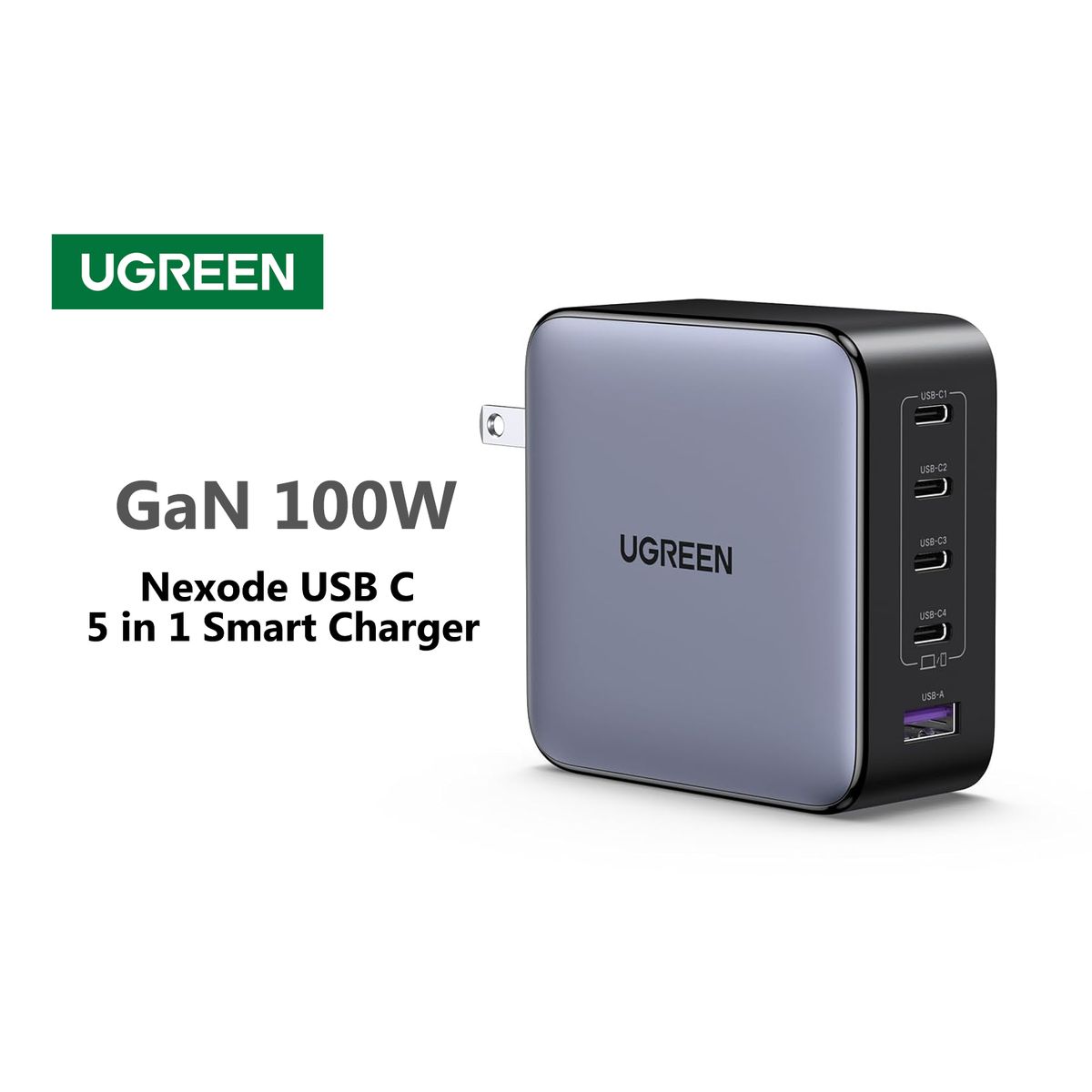 UGREEN - Cargador GaN 4 USB C / 1 USB A - enchufe US - 100W - UGREEN - Gris