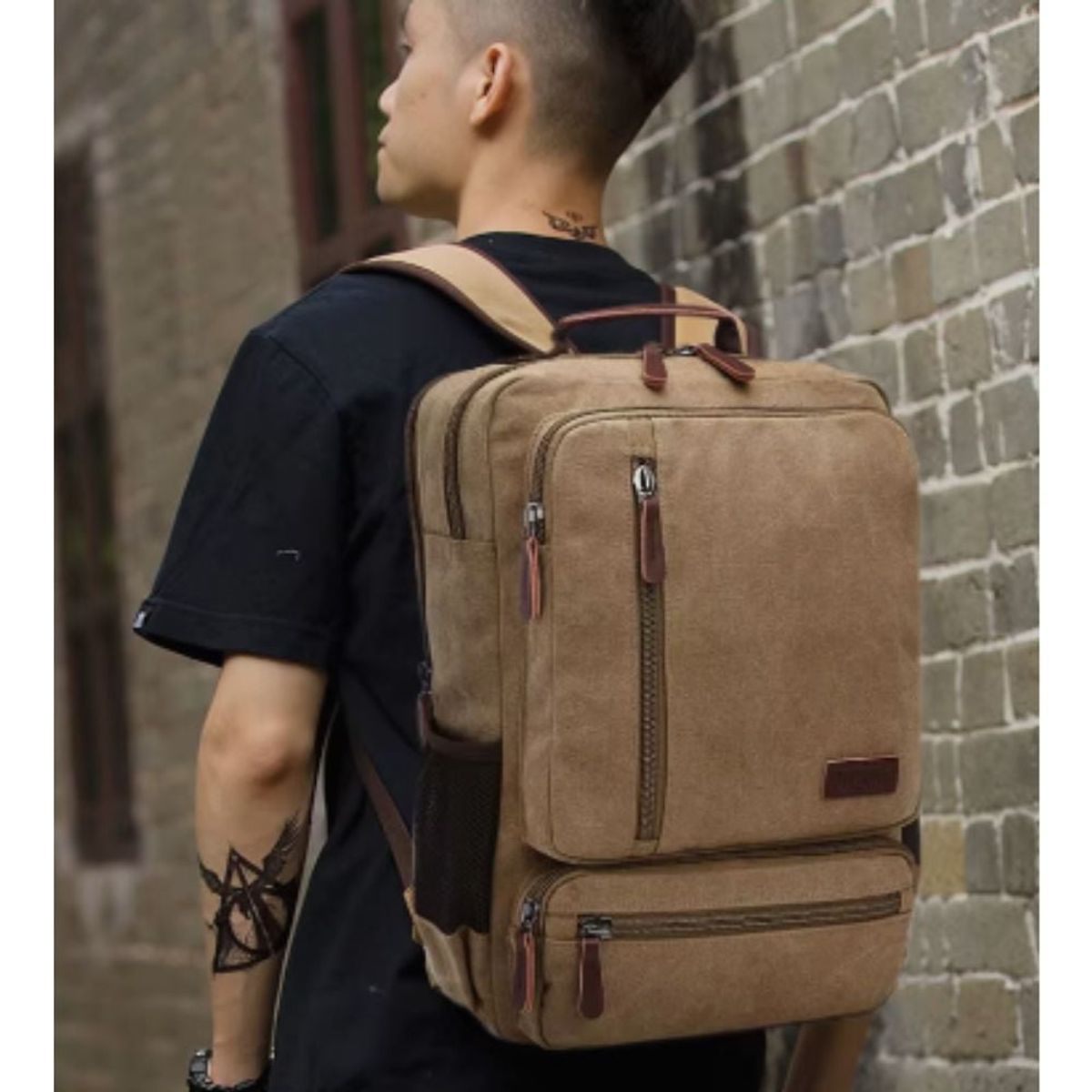 GENERICO - Mochila de lona gruesa para estudiantes