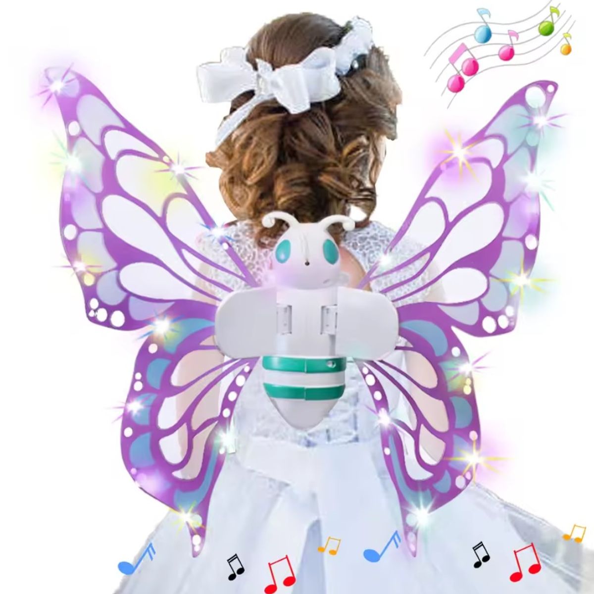 KAWAI - Mariposa eléctricas luces Musical Blanco Niñas