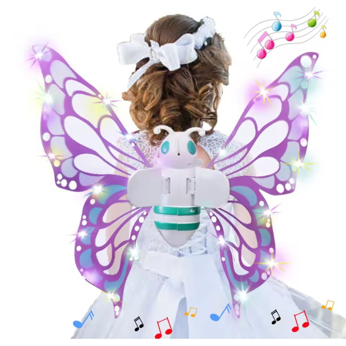 KAWAI - Mariposa eléctricas luces Musical Blanco Niñas