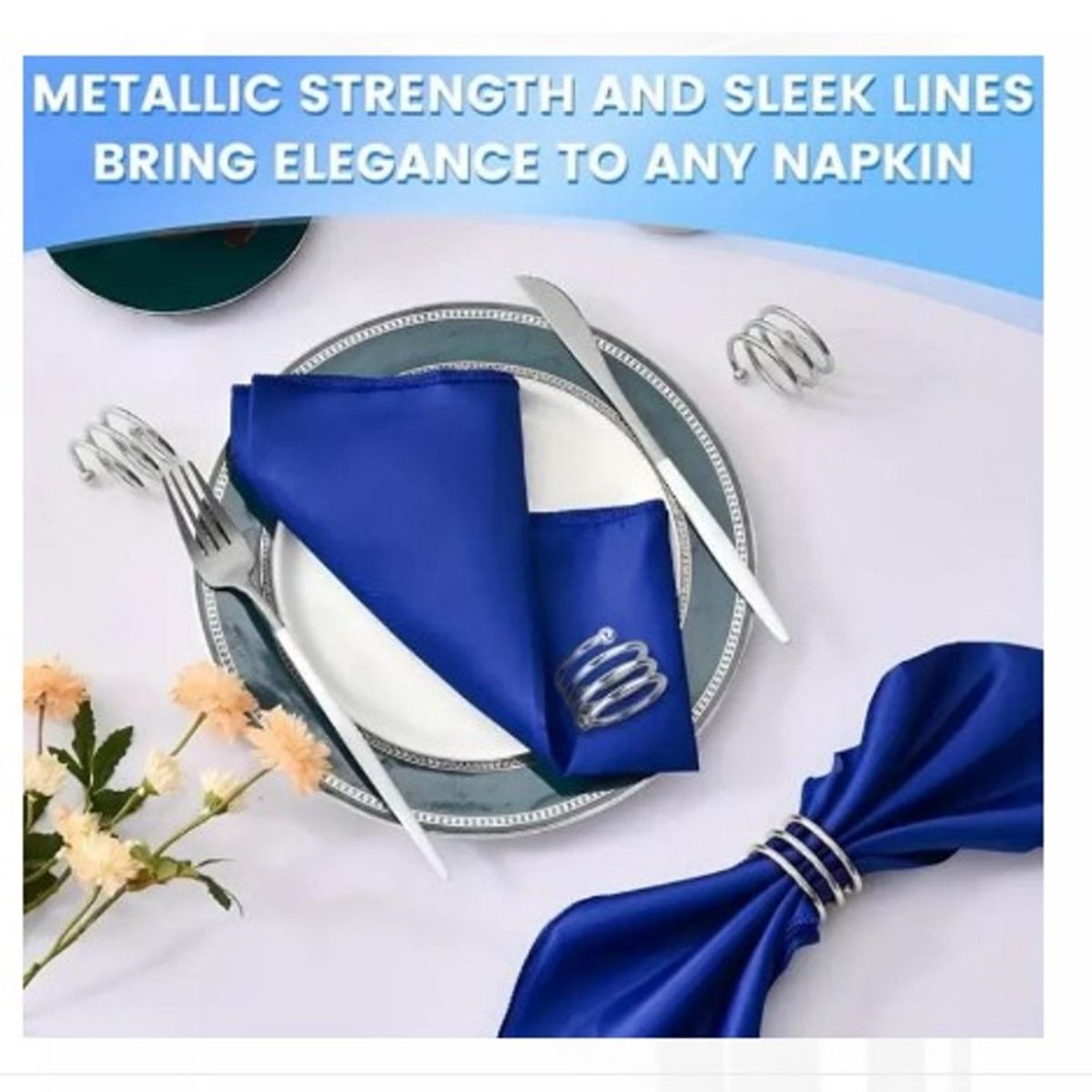 GENERICO - AROS DE SERVILLETAS PLATEADO  4 UN .DE CALIDAD PREMIUM