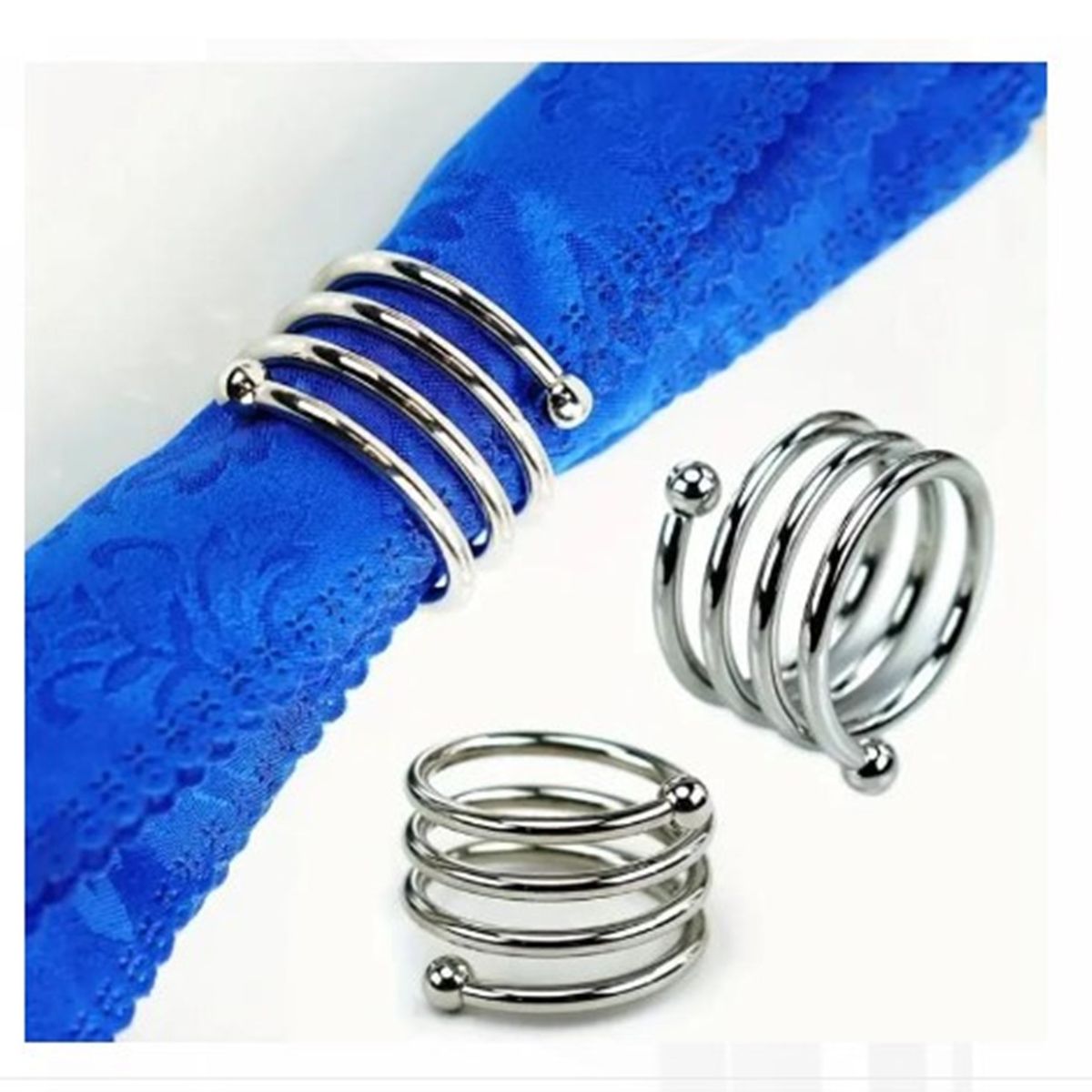 GENERICO - AROS DE SERVILLETAS PLATEADO  4 UN .DE CALIDAD PREMIUM