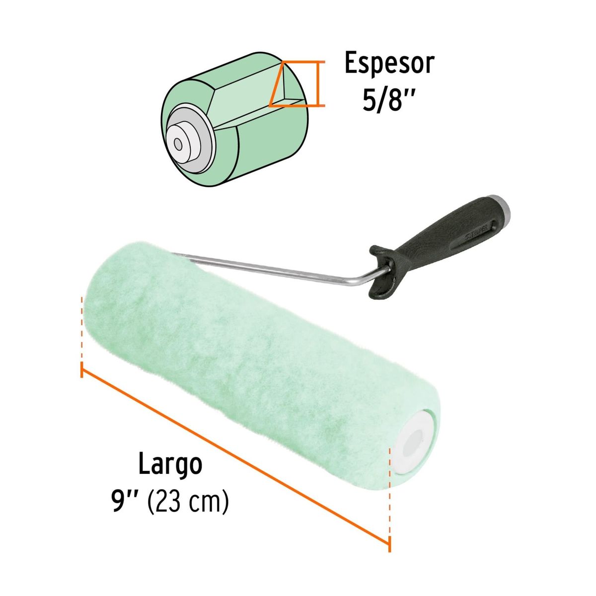 TRUPER - Rodillo para pintar 9 x 58 superficies poco rugosas Truper