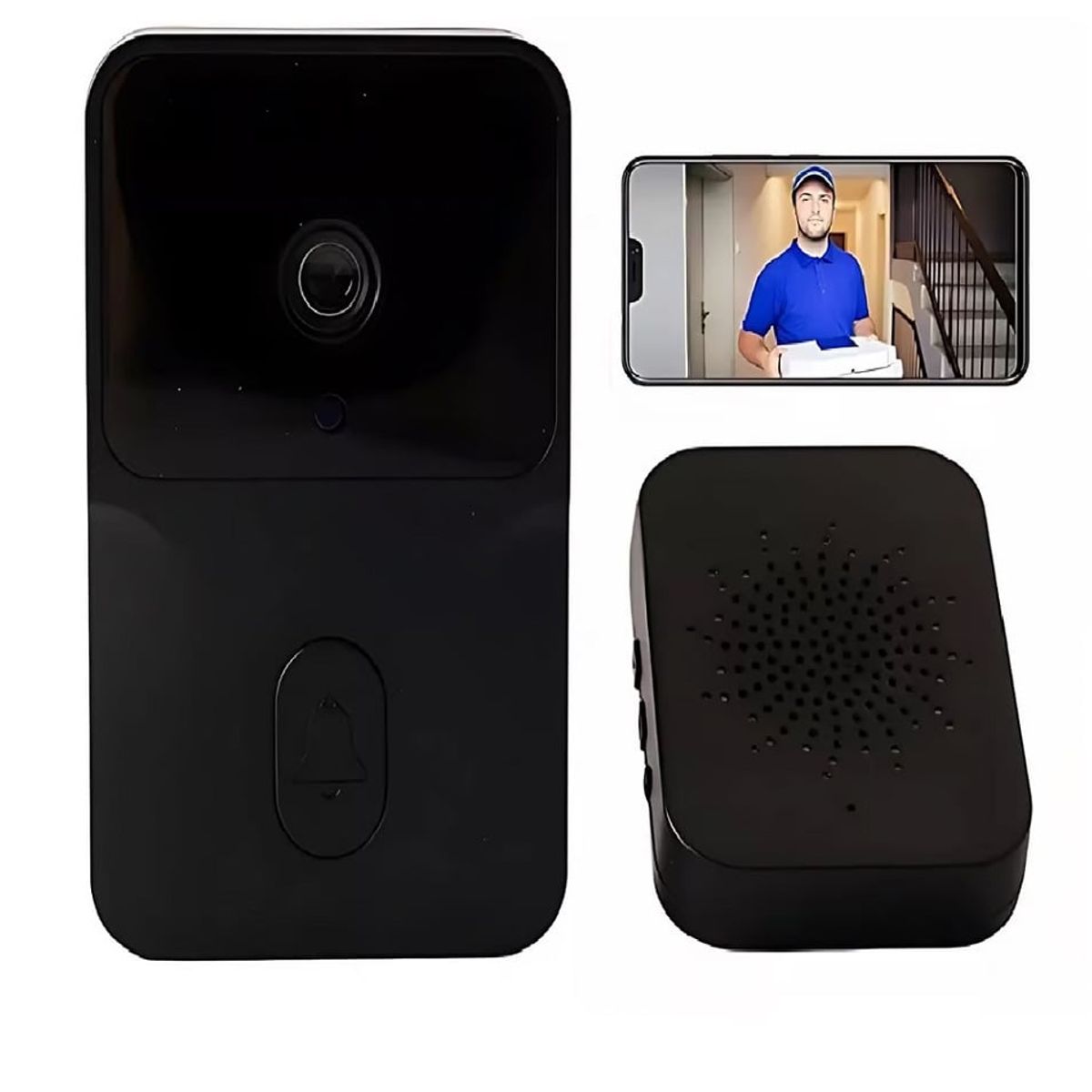 GENERICO - Timbre Con Cámara HD Inalámbrica Intercomunicador Para El Hoga