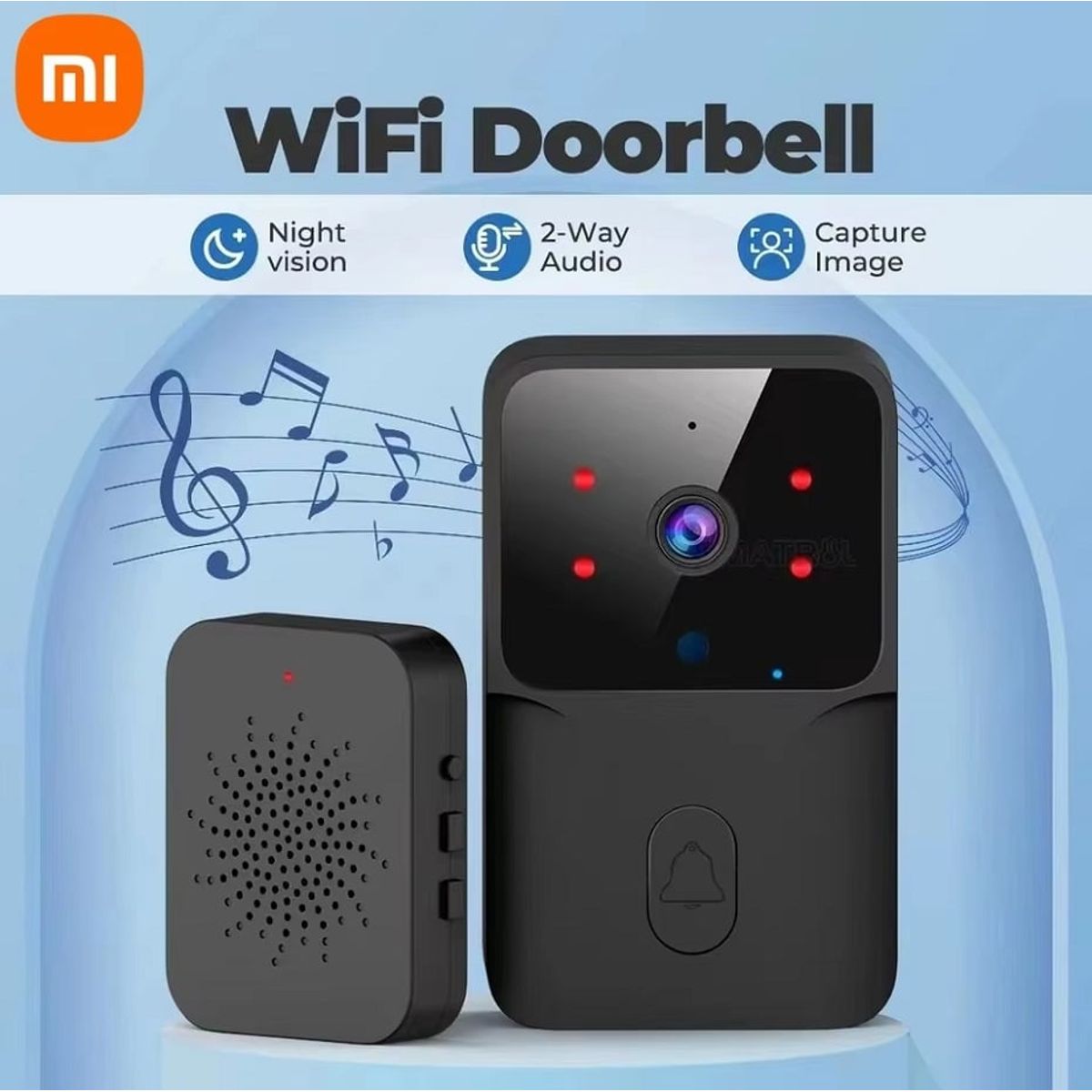 GENERICO - Timbre Con Cámara HD Inalámbrica Intercomunicador Para El HogarNegro