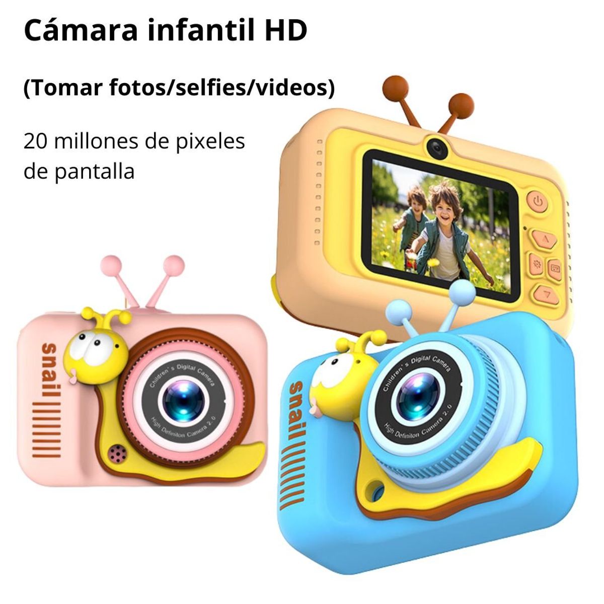 GENERICO - Cámara Digital HD para Niños Juegos Selfie SQ-XJ03 Turquesa
