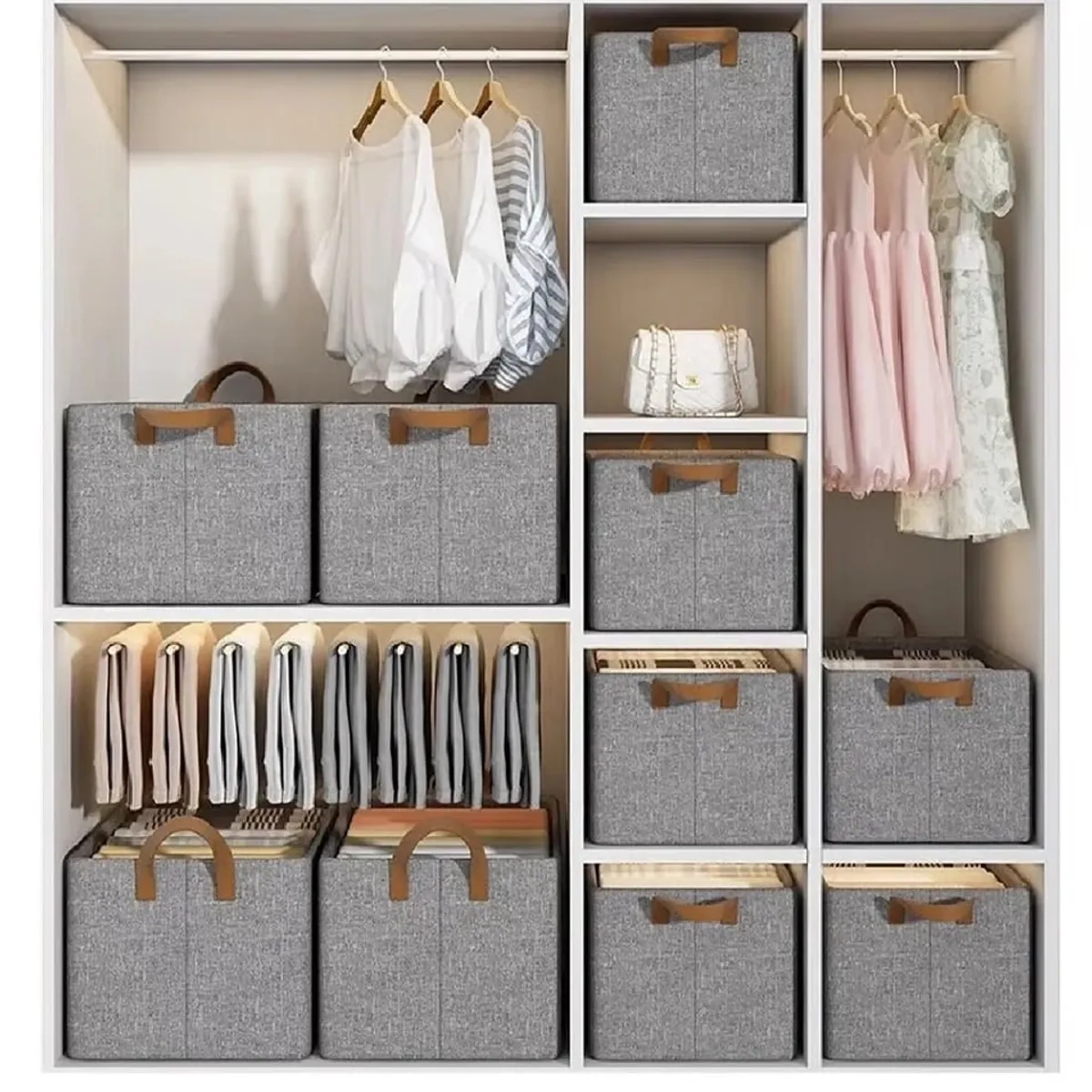 GENERICO - Caja Organizador de Ropa Multiuso Plegable - Gris