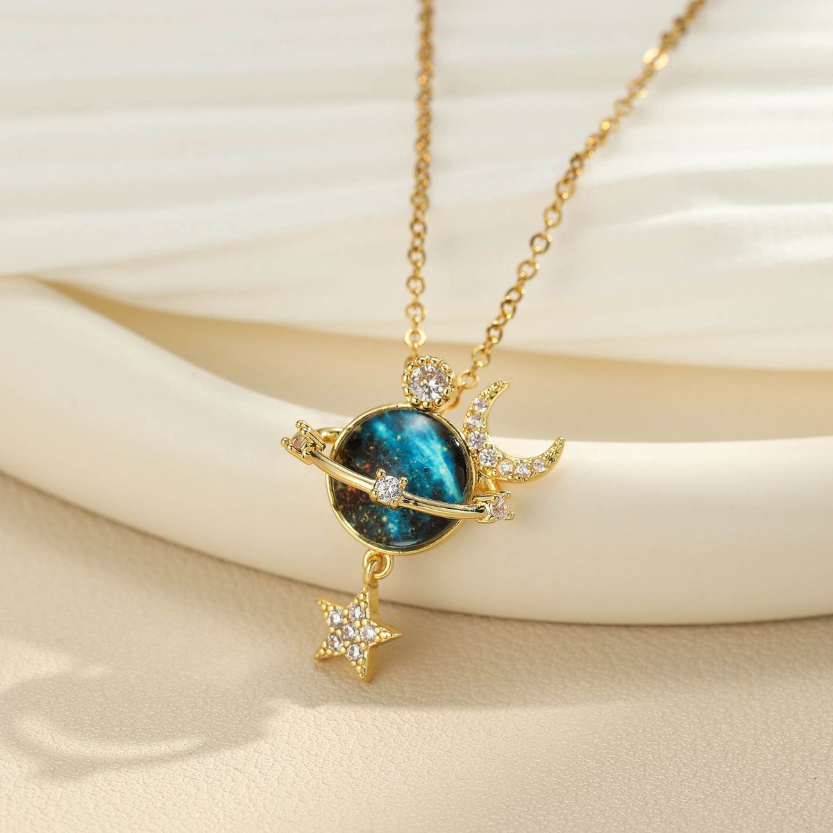 GENERICO - Collar Saturno Cosmos con Zirconita