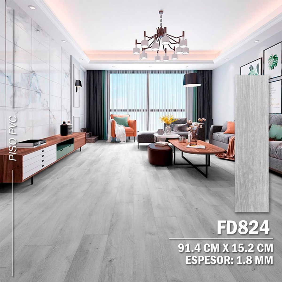 DECOKASA - Piso Vinilico PVC Autoadhesivo 3D 5m2 - FD824