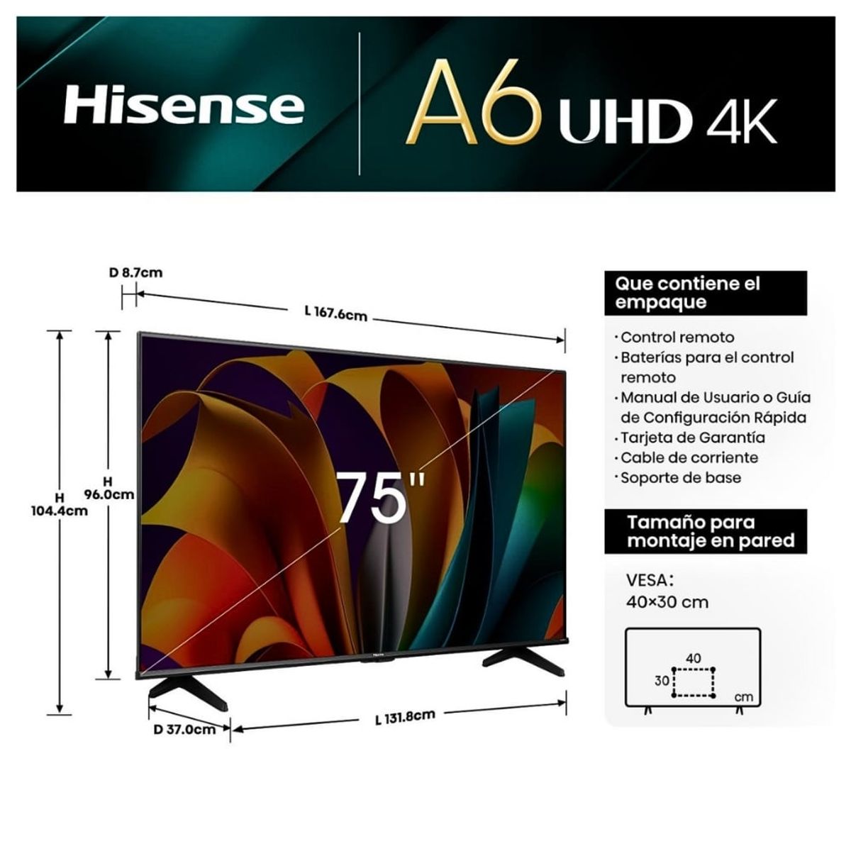 HISENSE - Televisor Hisense 55 Pulg. LED Smart VIDAA Tv UHD 4K 55A6N (2024)