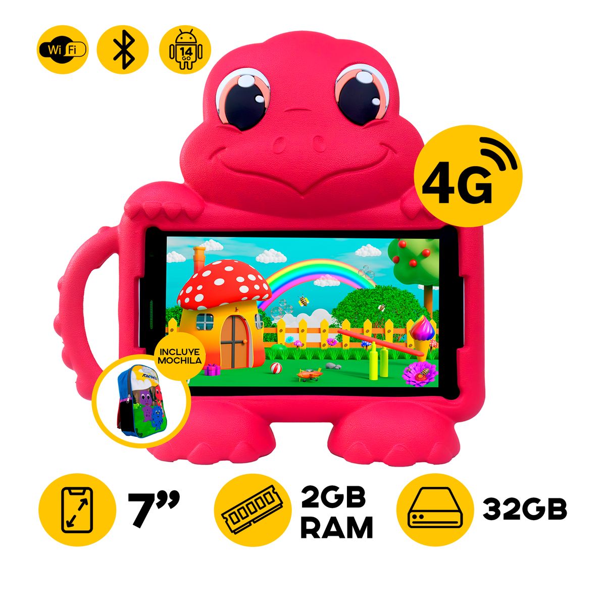 ADVANCE - TABLET ADV KIDS TR8990 4G LTE 7 2GB 32GB ROJO+MOCHILA