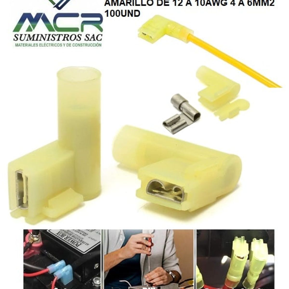 GENERICO - TERMINAL CONECTOR BANDERA O L AMARILLO DE 12 A 10AWG 4 A 6MM2 100UND