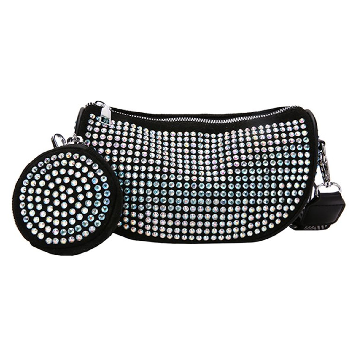 GENERICO - Cartera Canguro Riñonera Elegante Cuero PU Piedras Tornasoladas