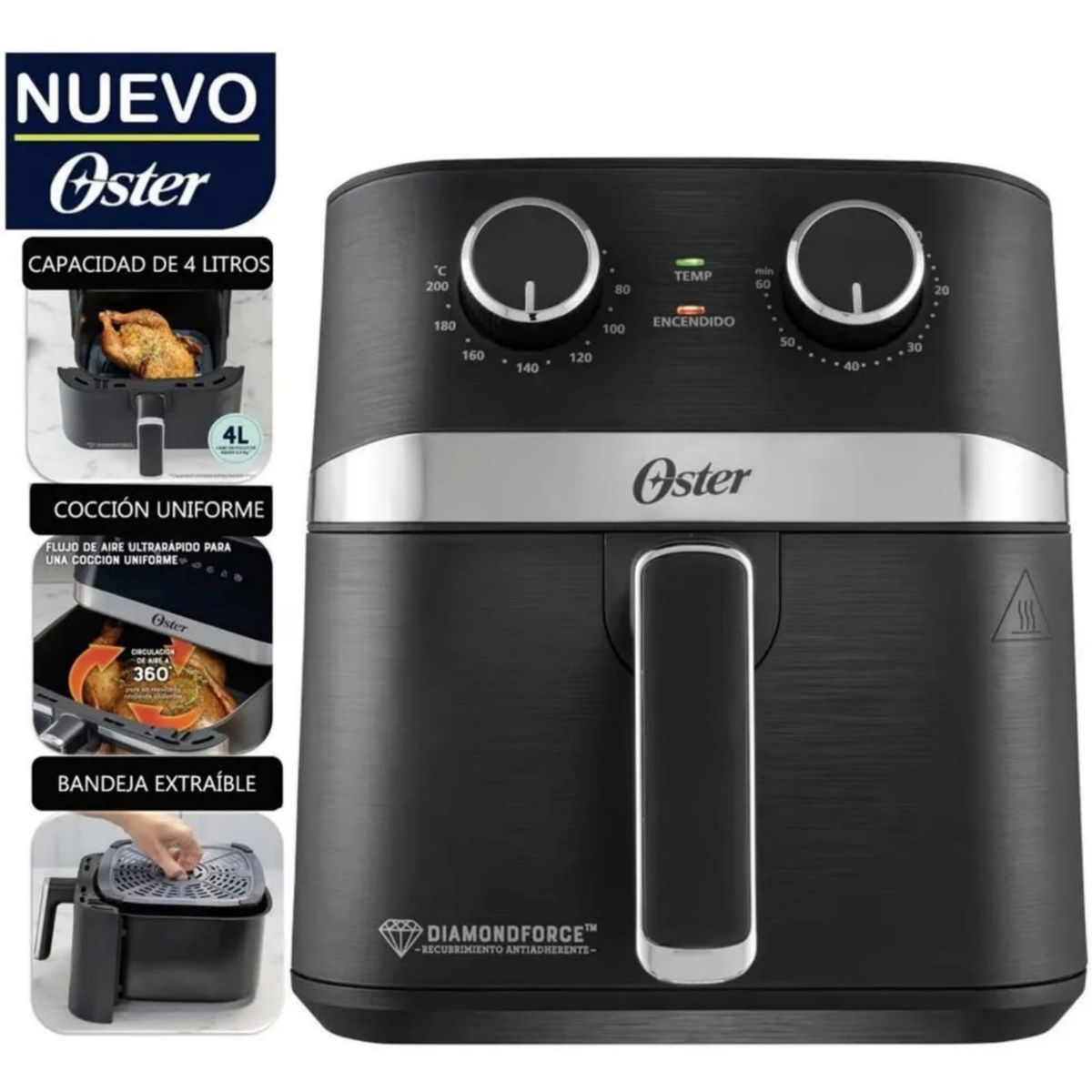 OSTER - Freidora de Aire Manual CKSTAF401MDF Oster de 4LT NEGRO