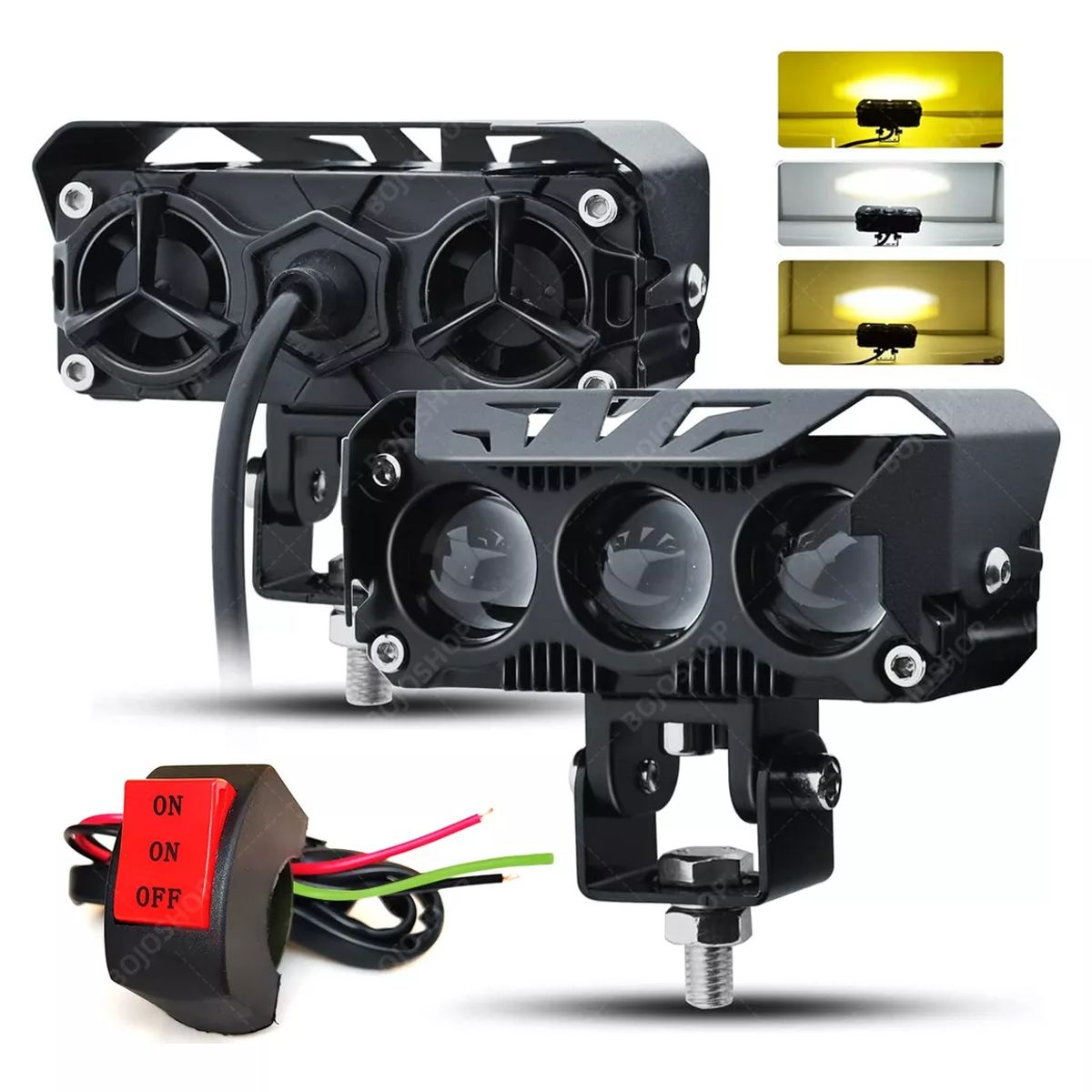 GENERICO - 2pzs Luz Auxiliar Altabaja Moto De Tres Ojos Con Ventilador