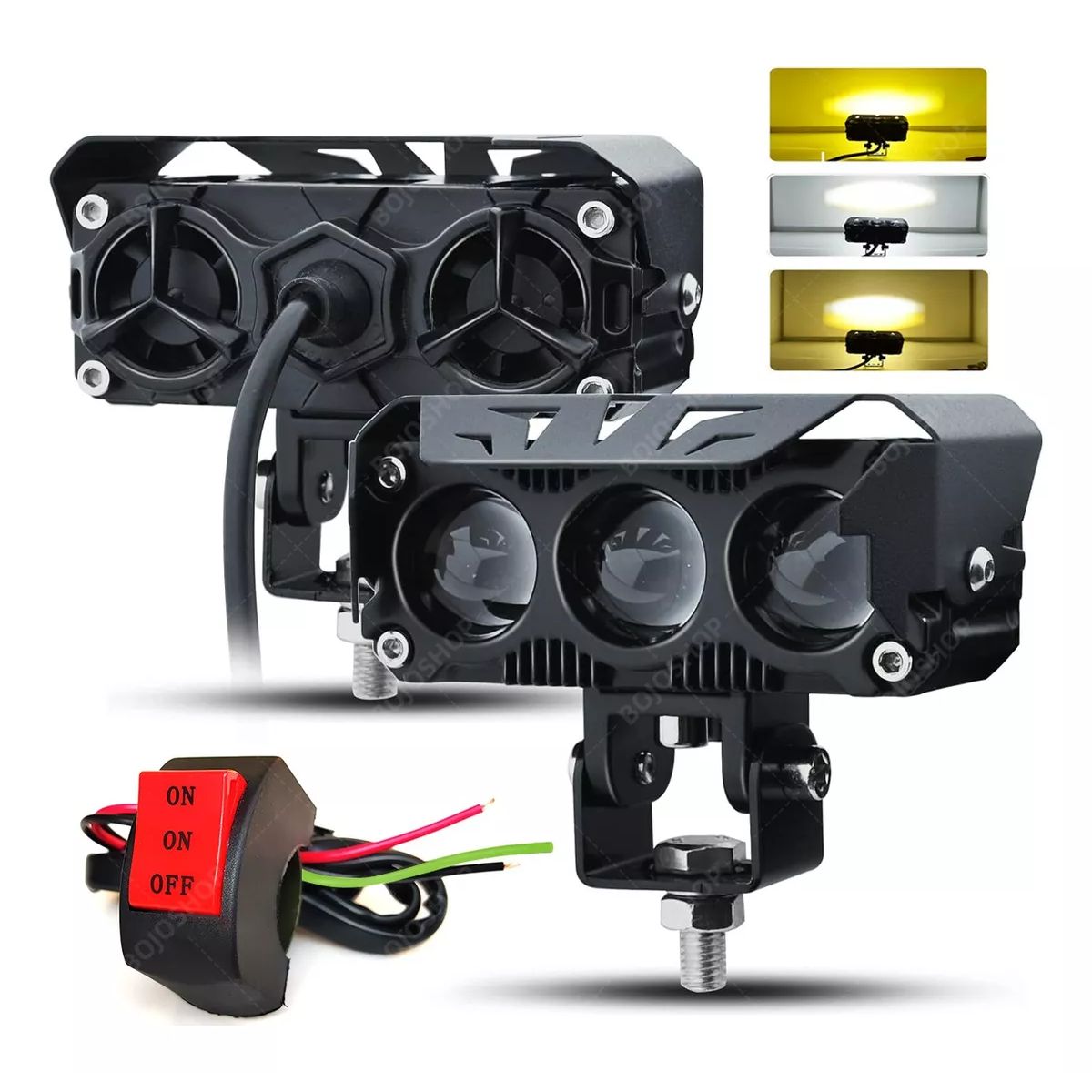 GENERICO - 2pzs Luz Auxiliar Altabaja Moto De Tres Ojos Con Ventilador