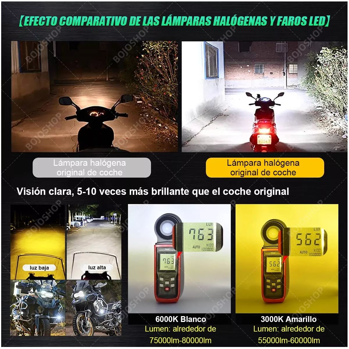 GENERICO - 2pzs Luz Auxiliar Altabaja Moto De Tres Ojos Con Ventilador