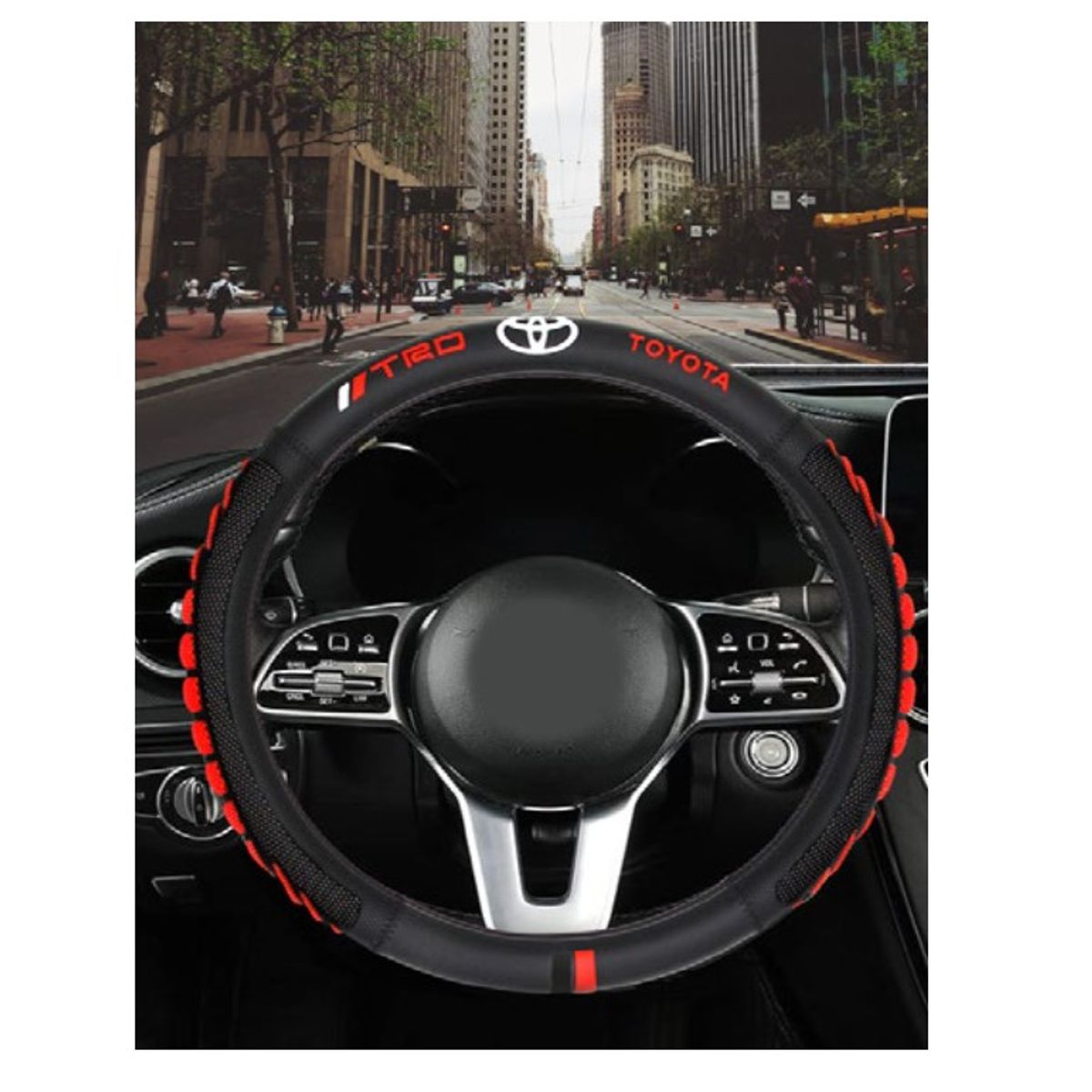 GENERICO - Forro De Timon TRD Antitranspirante Rojo Universal