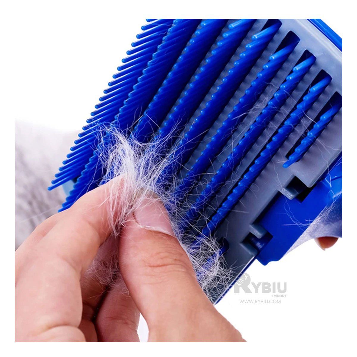 RYBIU IMPORT - Cepillo con Boton de Autolimpieza para Mascotas Grande Azul
