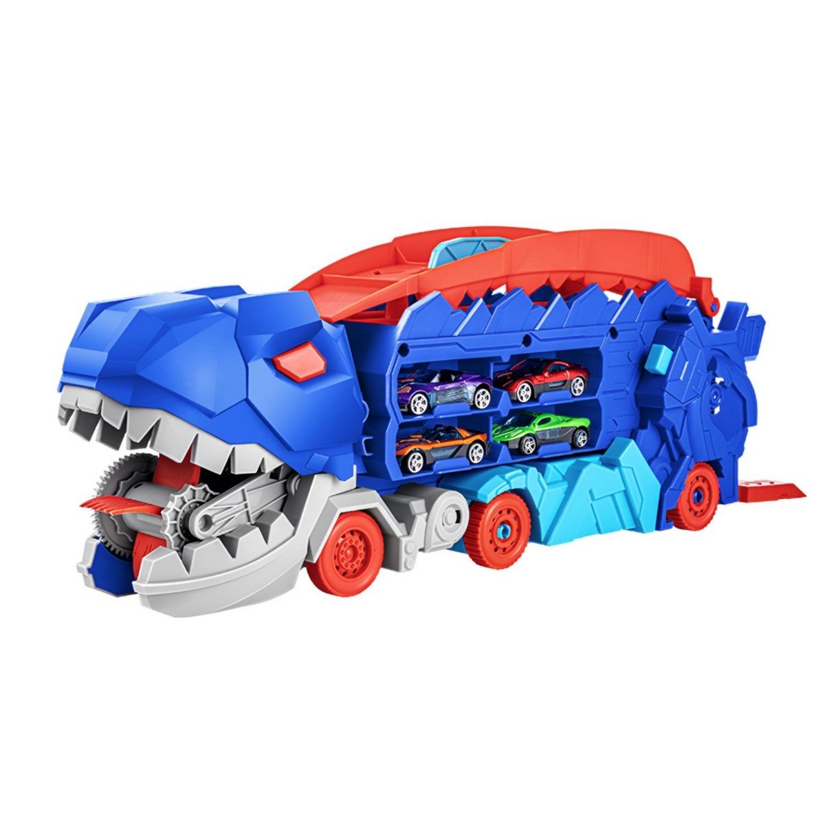 GENERICO - Carro dinosaurio devorador de autos con pista deslizante