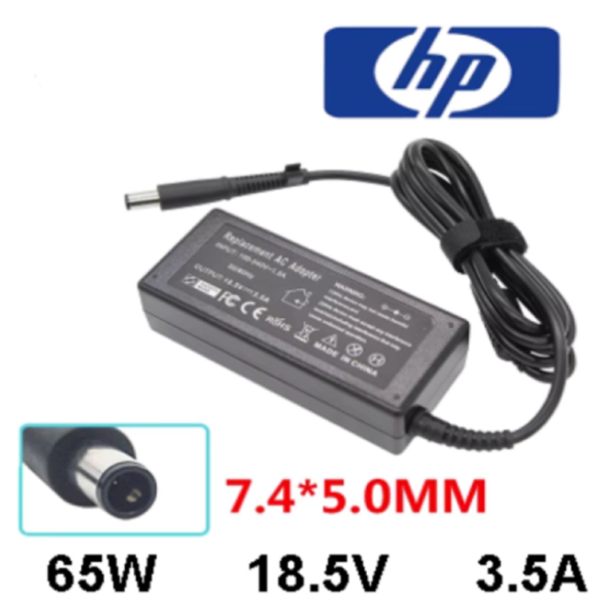 GENERICO - CARGADOR PARA LAPTOP HP 18.5V 3.5A  PUNTA AGUJA  7.4*5.0