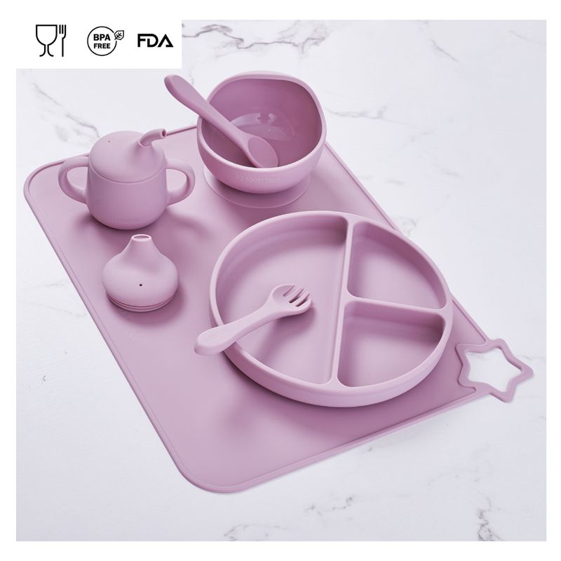 GENERICO - SET DE ALIMENTACION INDEPENDIENTE CON MINICUP -LILA