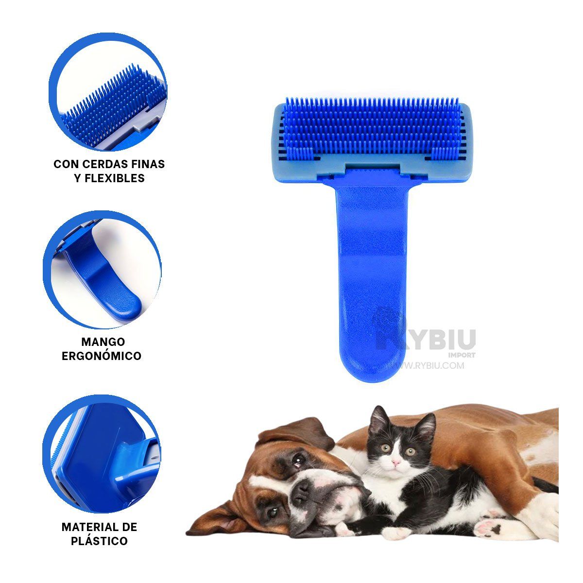 GENERICO - Peinilla Resistente Pet Pequeno Azul Y+Envoltorio de Regalo