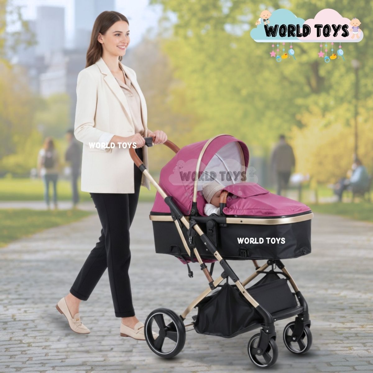 BABY - Coche Cuna Moisés de Lujo «SATURNO CLASSIC» Pink