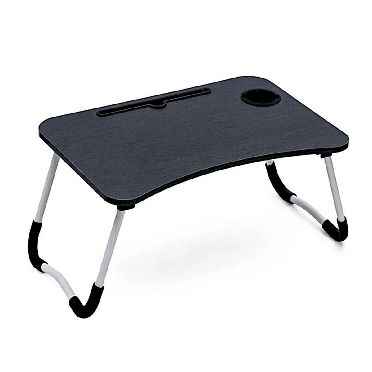 GENERICO - Mesa plegable portátil para Laptop con Ranura y Posavasos Negro