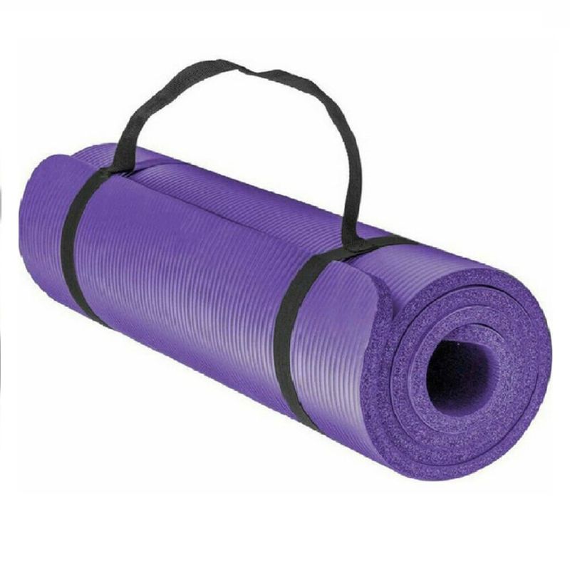 GENERICO - Mat Yoga Colchoneta 15mm  Morado con Cinta Elastica