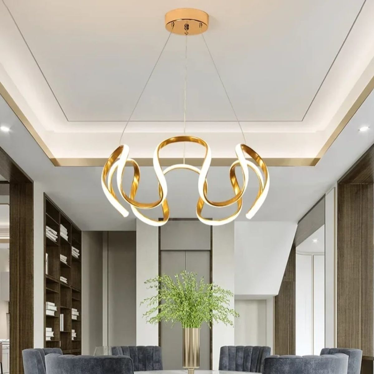 GENERICO - Lámpara colgante Aurora dorado 3 luces incluye control