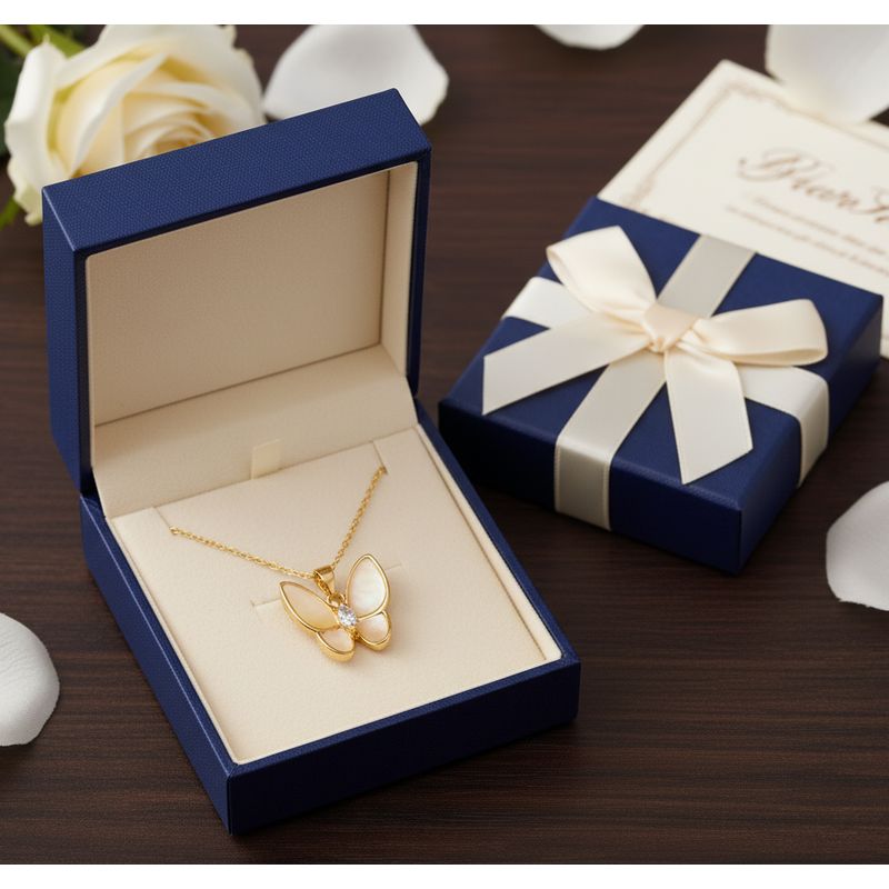 GENERICO - Collar de Mariposa en Oro con Piedra Crisoberilo Especial para Ella