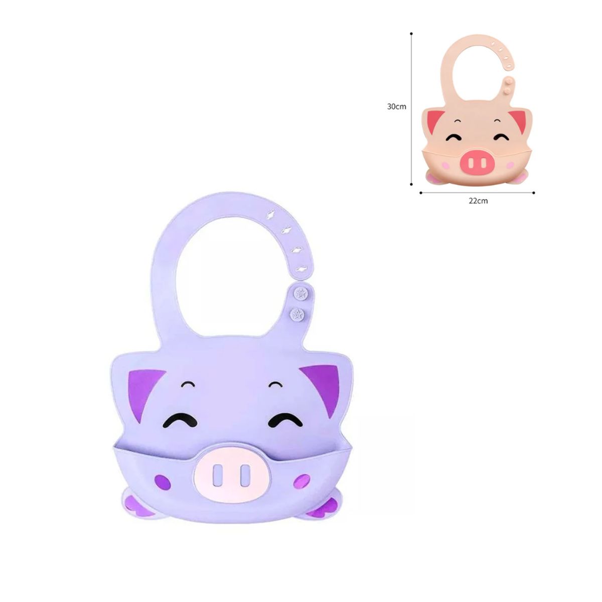 GENERICO - Baberos de silicona para bebés - Chanchito Morado