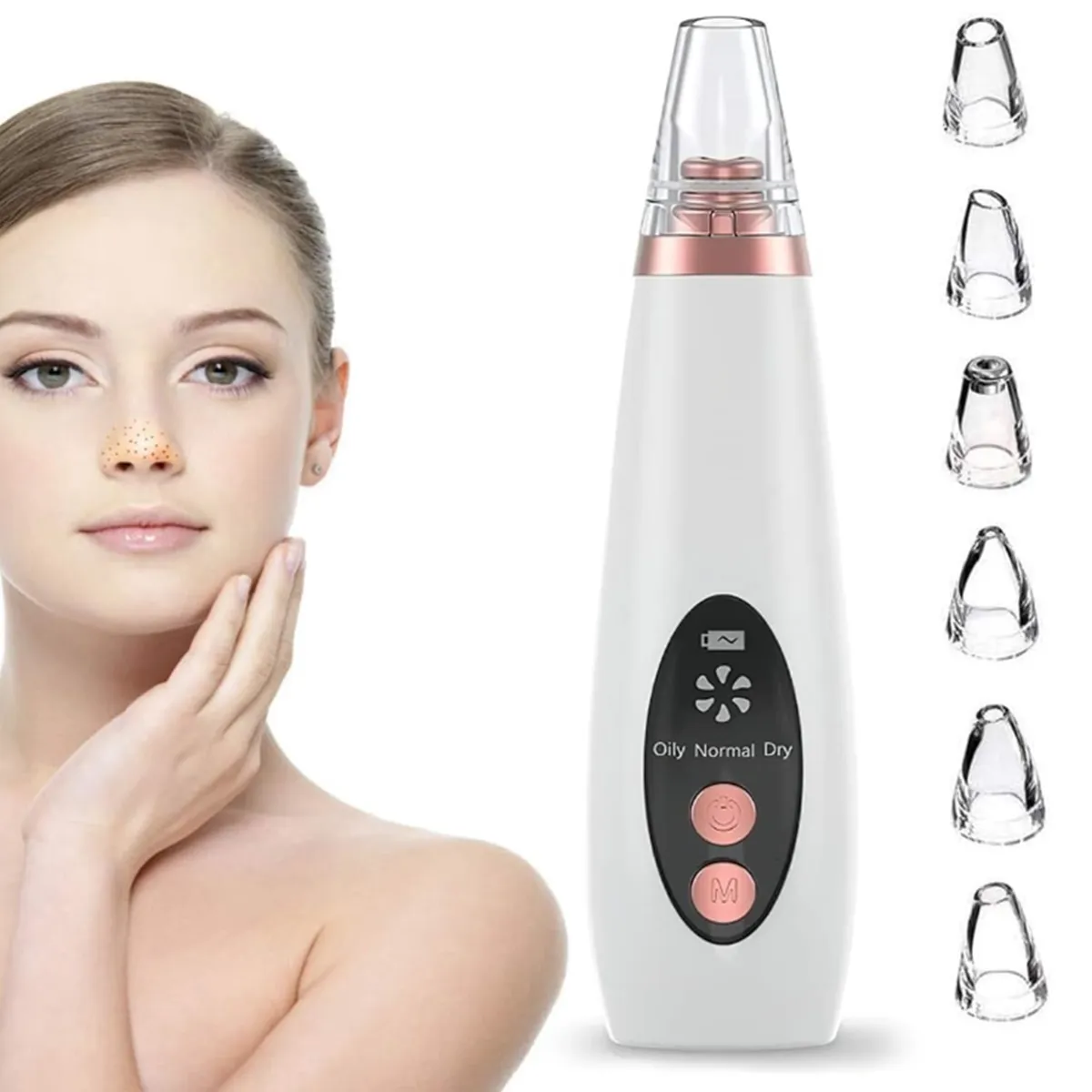 BEAUTIFUL - Succionador de Espinillas Removedor de Impurezas Electrico y Recargable + 6 Cabezales