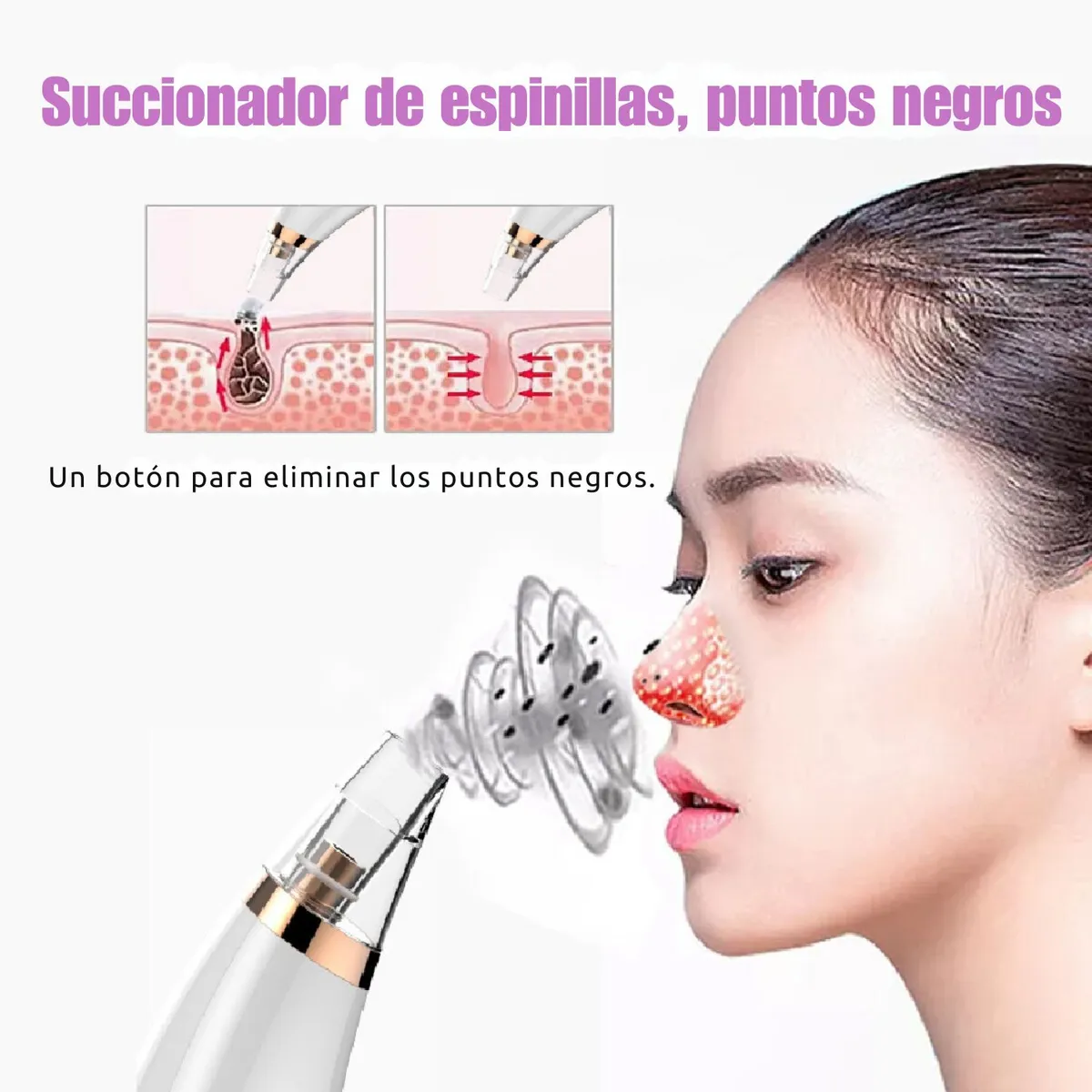 BEAUTIFUL - Succionador de Espinillas Removedor de Impurezas Electrico y Recargable + 6 Cabezales
