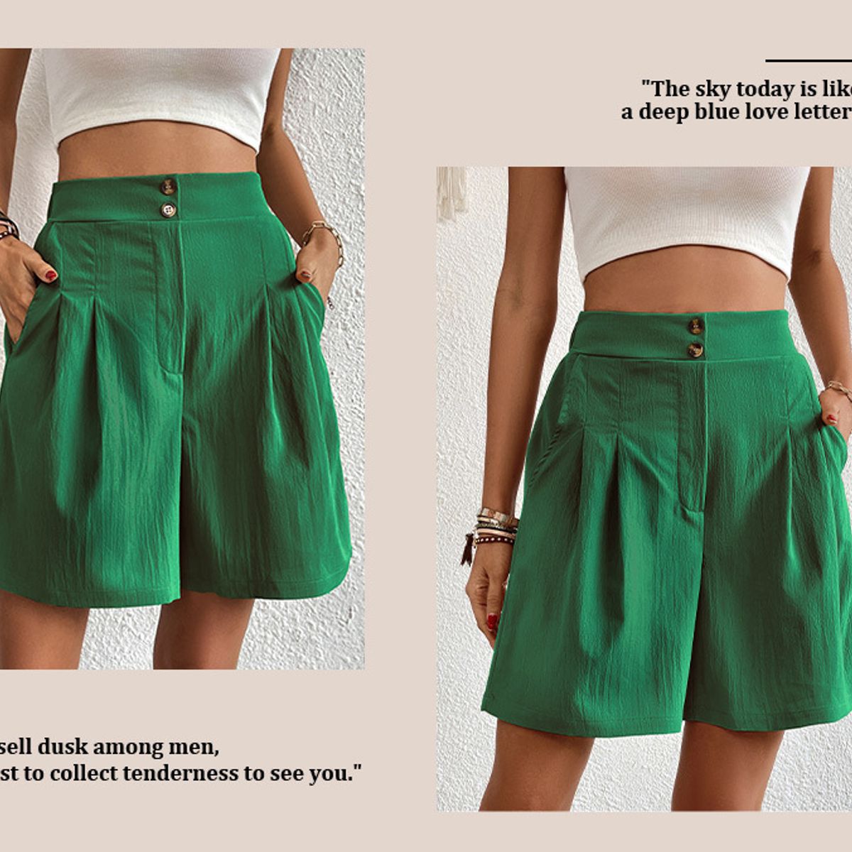 BLWOENS - Shorts Mujer - Verde