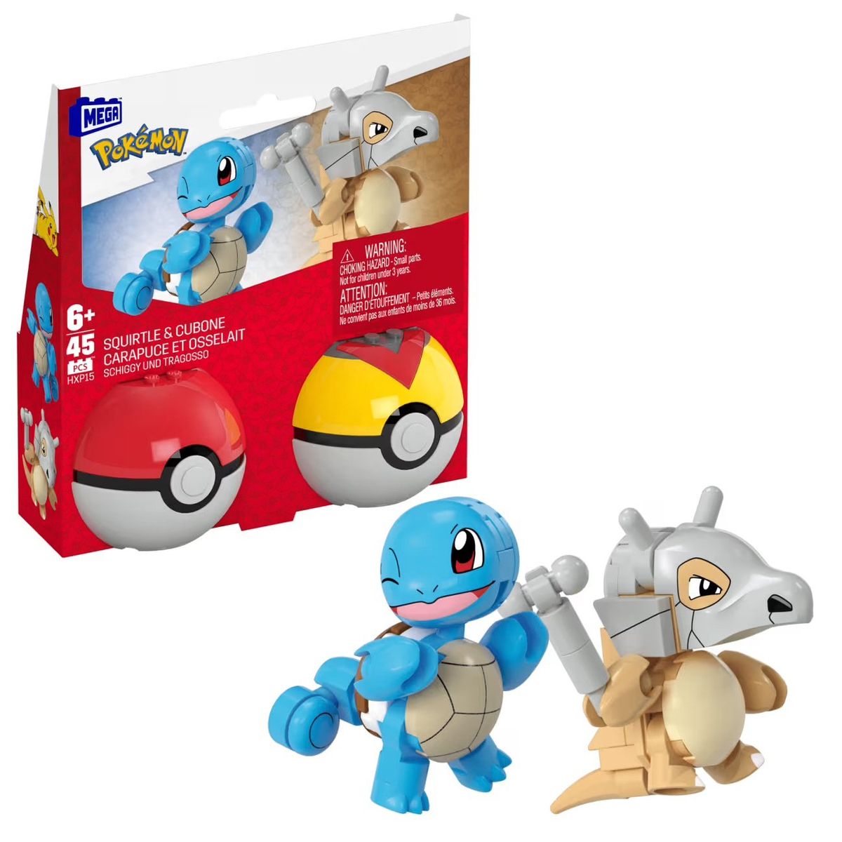 POKEMON - Mega Pokémon Squirtle & Cubone con 45 Bloques o piezas