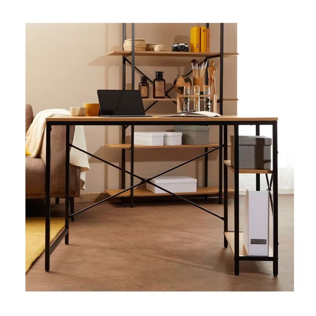 GENERICO - Escritorio Minimalista Industrial Kabi Marrón Claro R&R MUEBLES